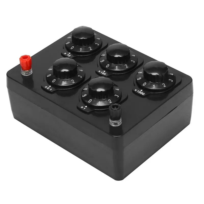 Superior-4X Black Resistance Box Iron Variable Decade Resistor Resistance Box 0-9999.9 Ohm 165X125x60mm Forphysical Teaching