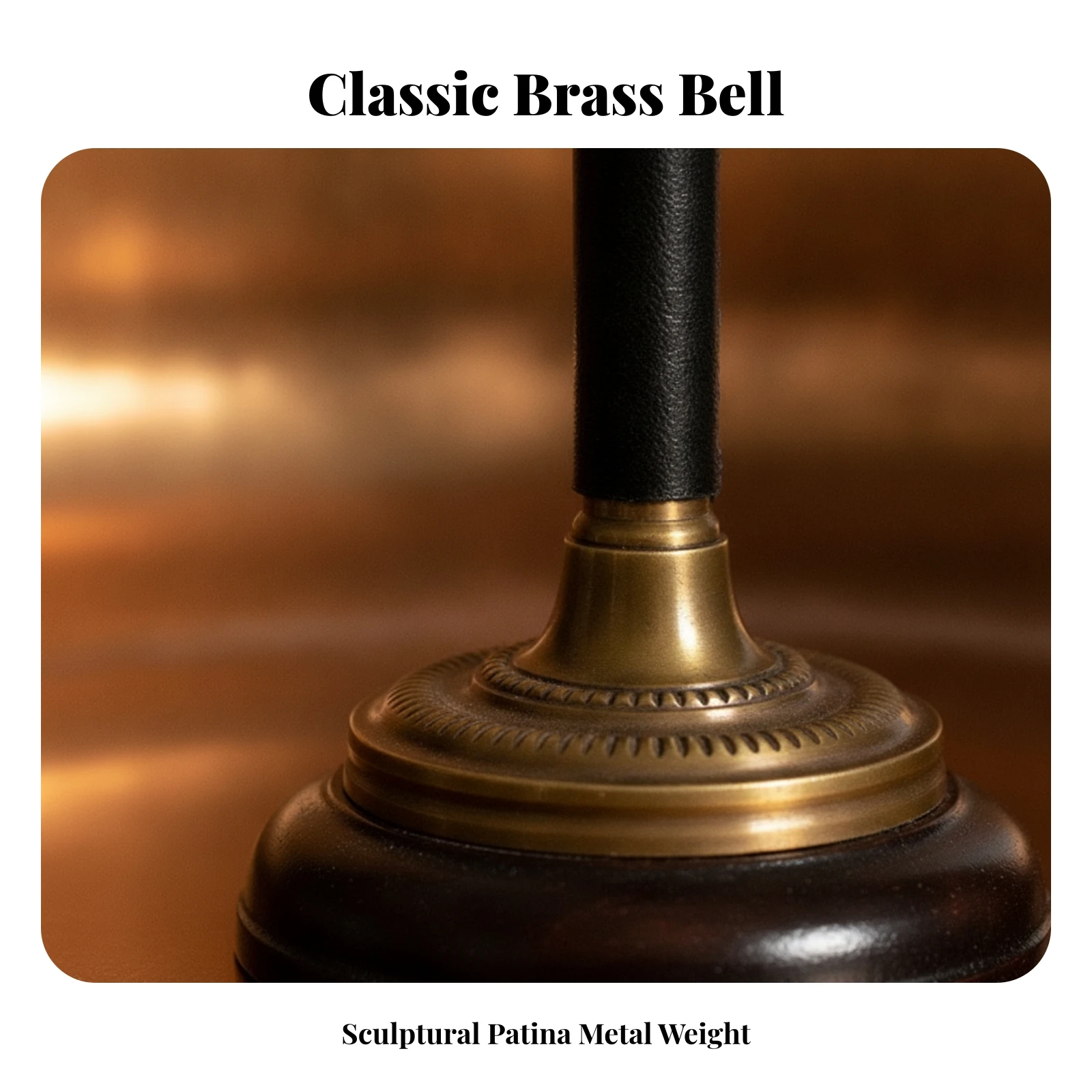 Tabletop Bell with Rope Pull Decorative Brass Bell with Stand Ornate Brass Handbell Easy to Grip Rust Resistant for Collectors