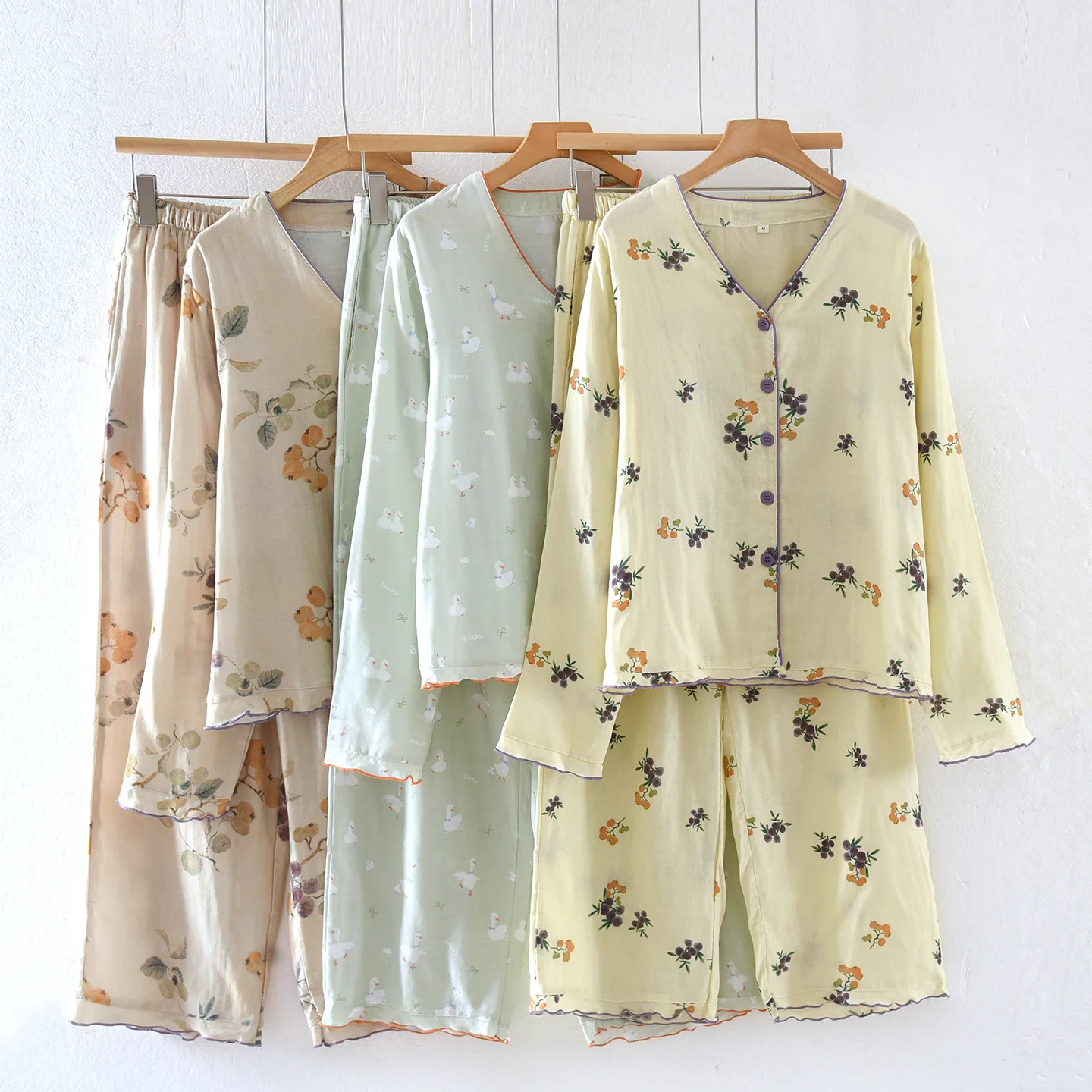 

Пижамы с v-образным вырезом, женская одежда для сна, пижамы с длинными рукавами и цветочным принтом, комплект из 2 предметов, новая осенняя одежда для сна, хлопковая домашняя одежда, комплект для отдыха