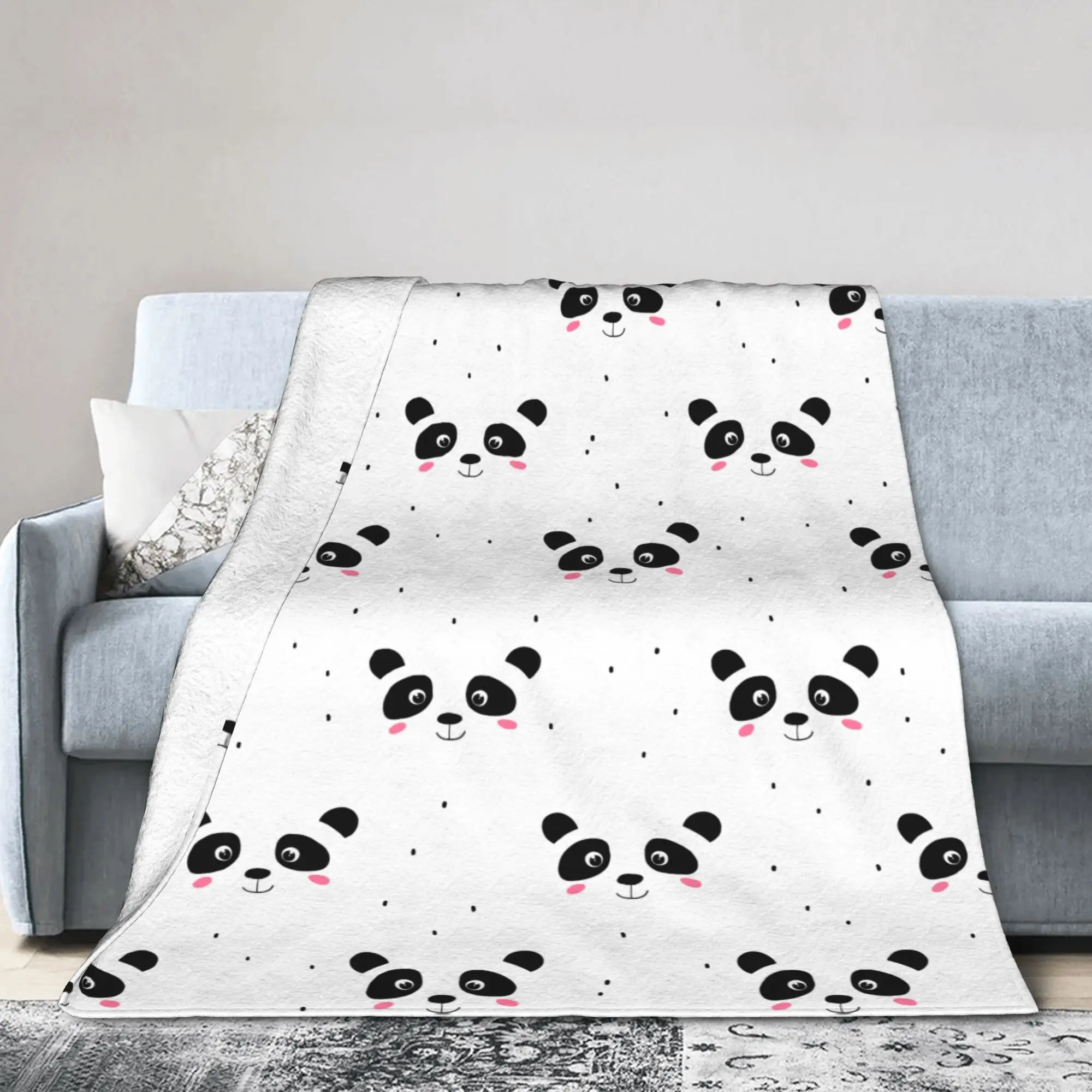 Cute Panda Face Blankets Lovely Animal Flannel Awesome Soft Throw Blankets for Home All Season