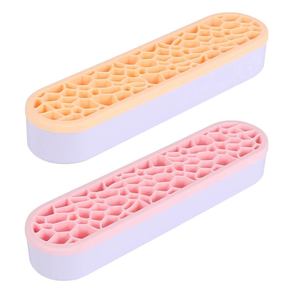 

2Pcs Brush Holder Silicone Makeup Brush Stand Organizer Multi-Slot Lipstick Storage Rack Tabletop Makeup Tool Organizer