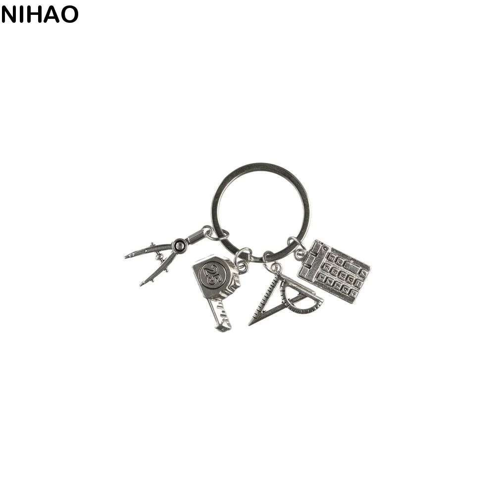 DIY Jewelry Math Formulas Keychain Compasses Calculator Geometry Keychain Retro Book Student Keychain Teachers' Day Gifts