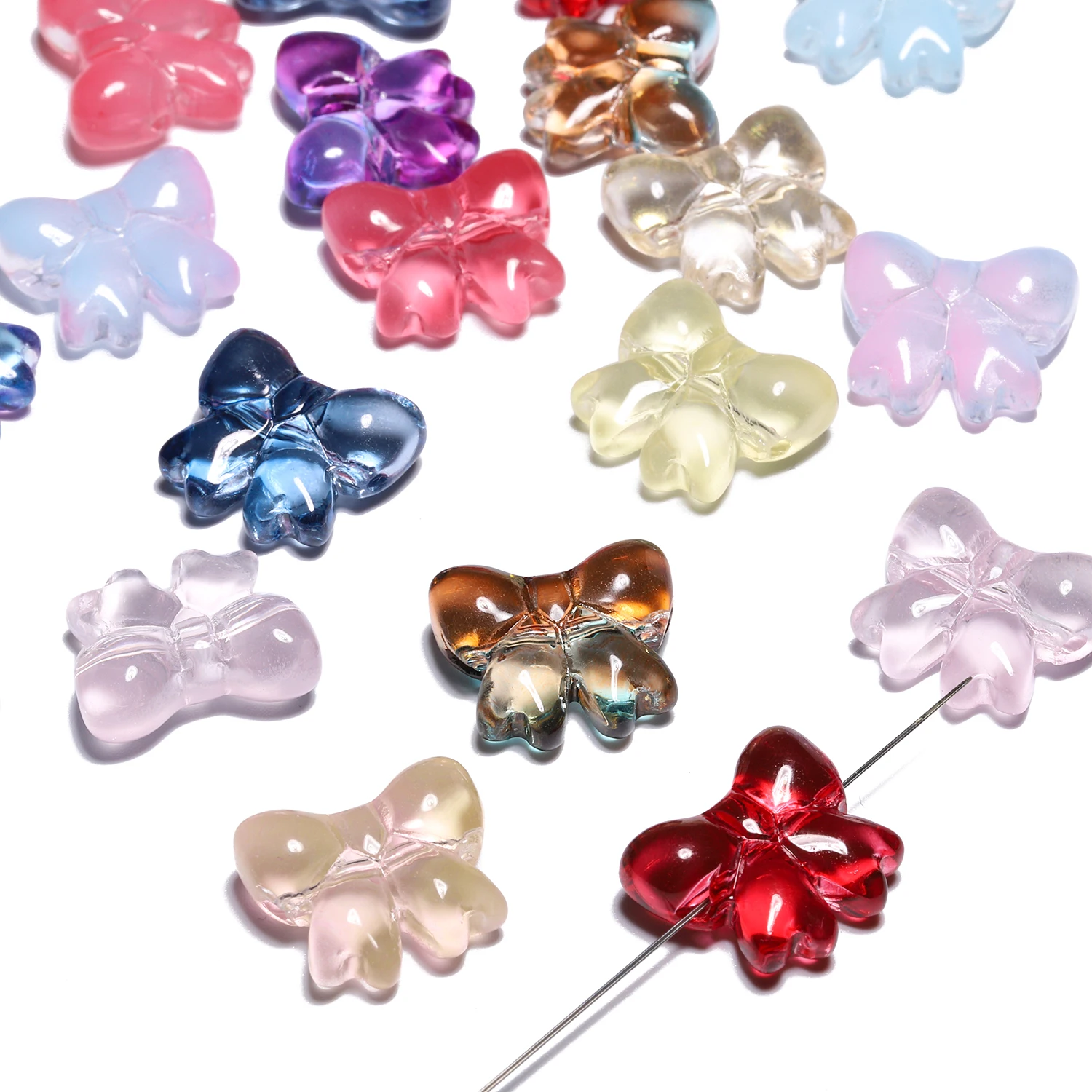 18x15.5mm 20pcs Multicolor Cute Bowknot Lampwork Czech Glass Beads for Needlework Jewelry Making Handmade DIY Bracelet Accessory