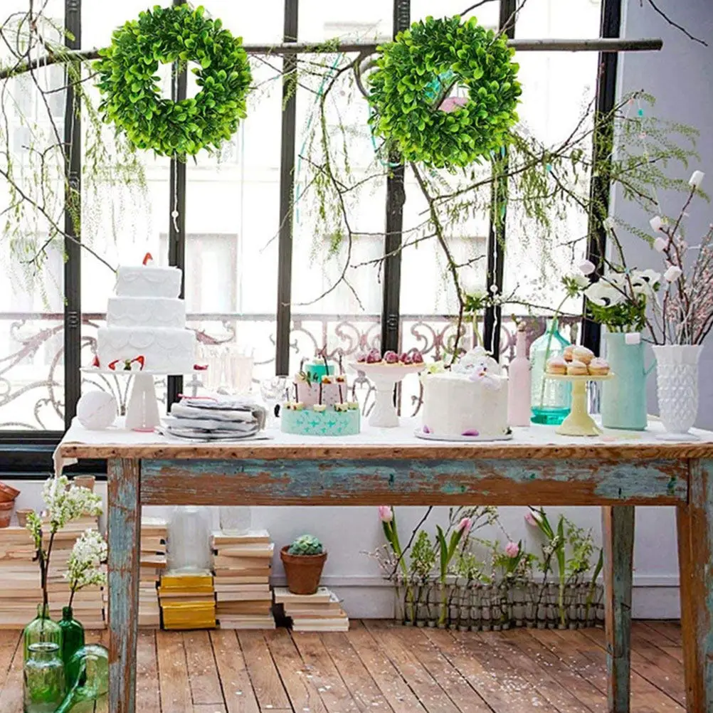 

Искусственная гирлянда из жасминовой травы, 1 шт., зеленая, для украшения двери, свадеб, фестивалей, яркий реалистичный венок-украшение