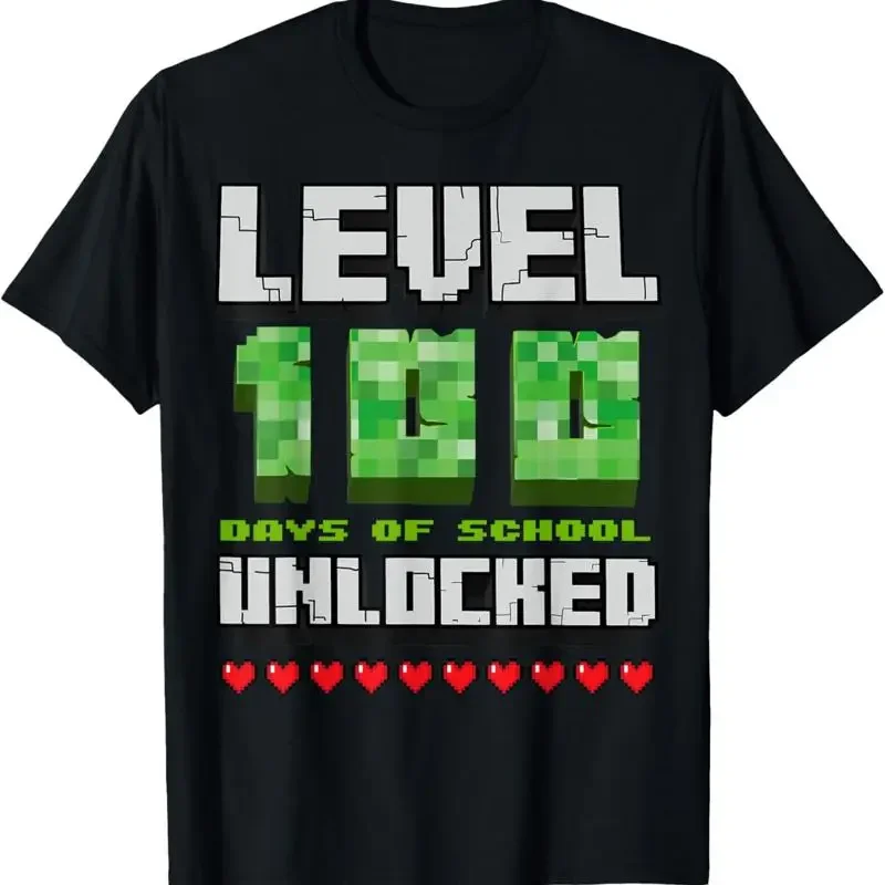 Level 100 Days Of School Unlocked Gaming Pixel 100Th Day T Shirt