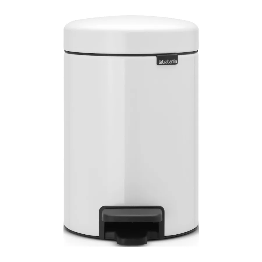 

0.8 Gallon/ 3L Compact Trash Can for Bathroom or Office Use, Space-Saving Design, Easy-Open Lid, Smooth White Finish