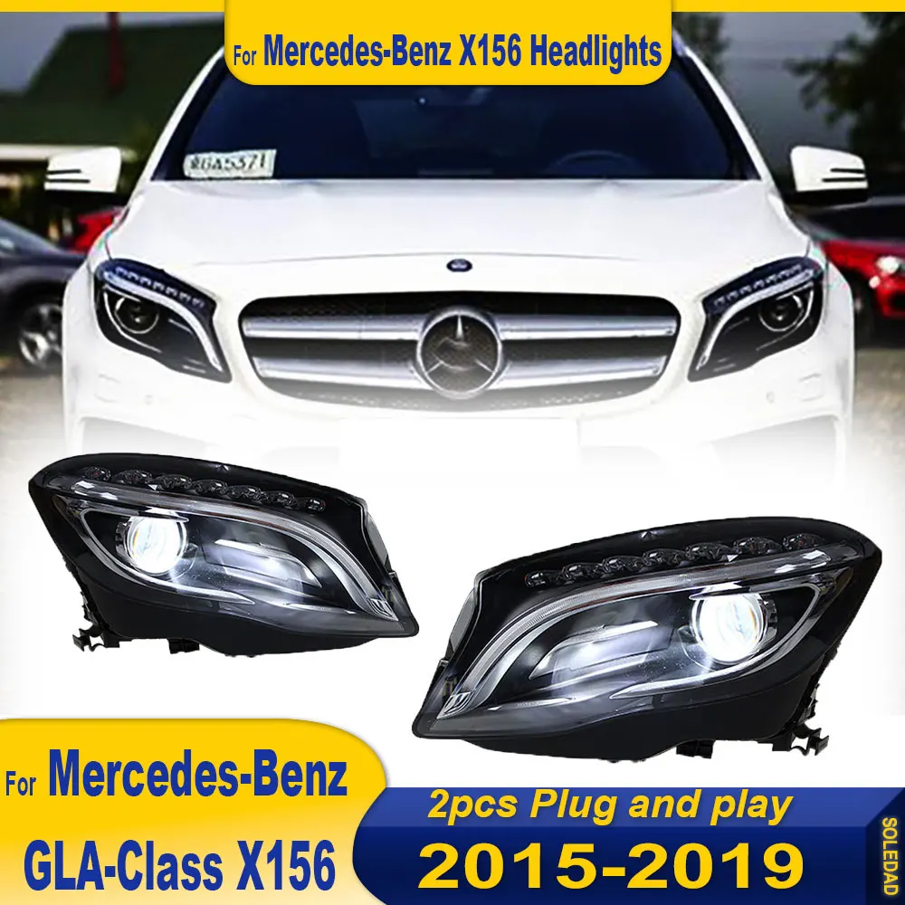 Car HeadLights For Benz GLA X156 2015 2016 2017 2018 2019 LED Car Lamps Turn Signals Daytime Running Lights Car Accessories