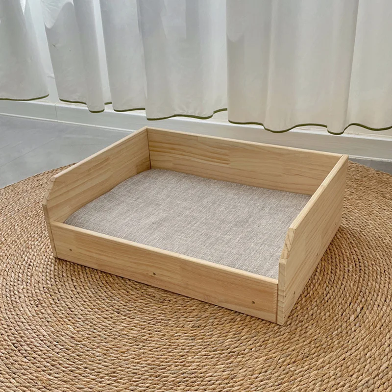 Cute pet box bed, pregnant dog cat nest, solid wood winter warm breeding