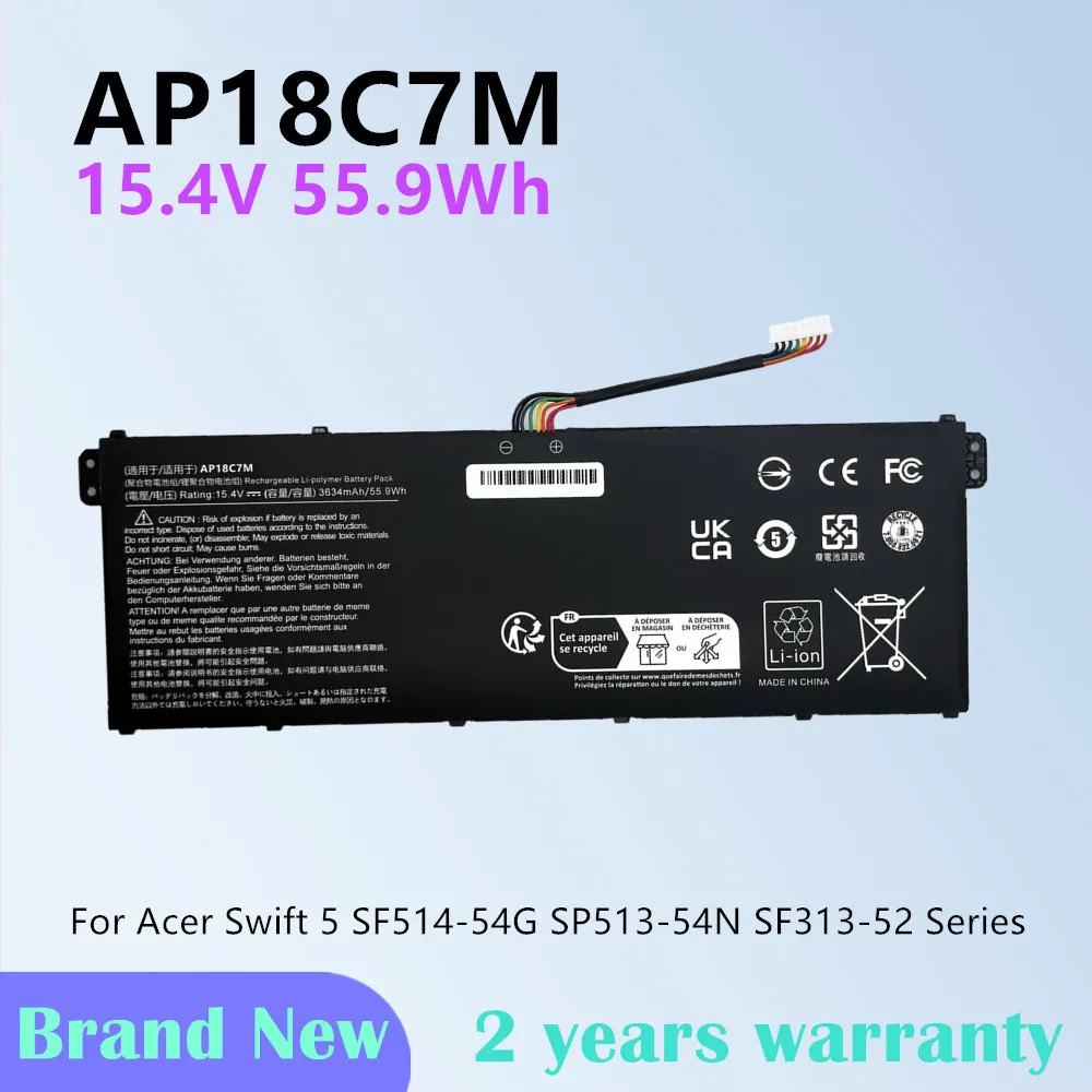 AP18C7M Laptop Battery For Acer Spin 5 SP513-54N Swift 3 SF313-52 SF313-52G 4ICP5/57/79