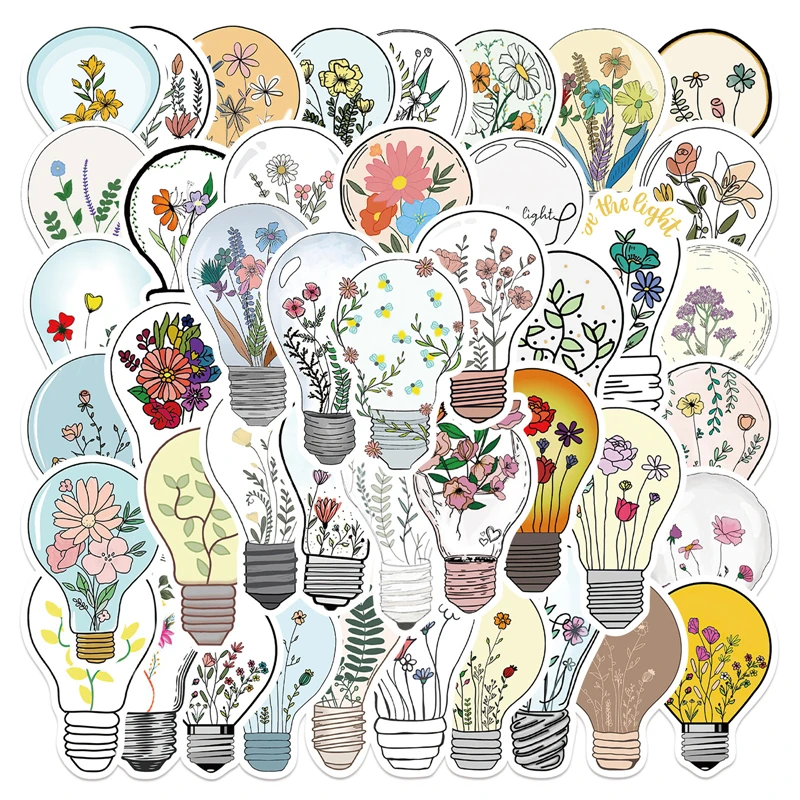 50pcs Cartoon Bulb flowers Stickers paster Cartoon characters anime movie decals scrapbooking diy waterproof decorations