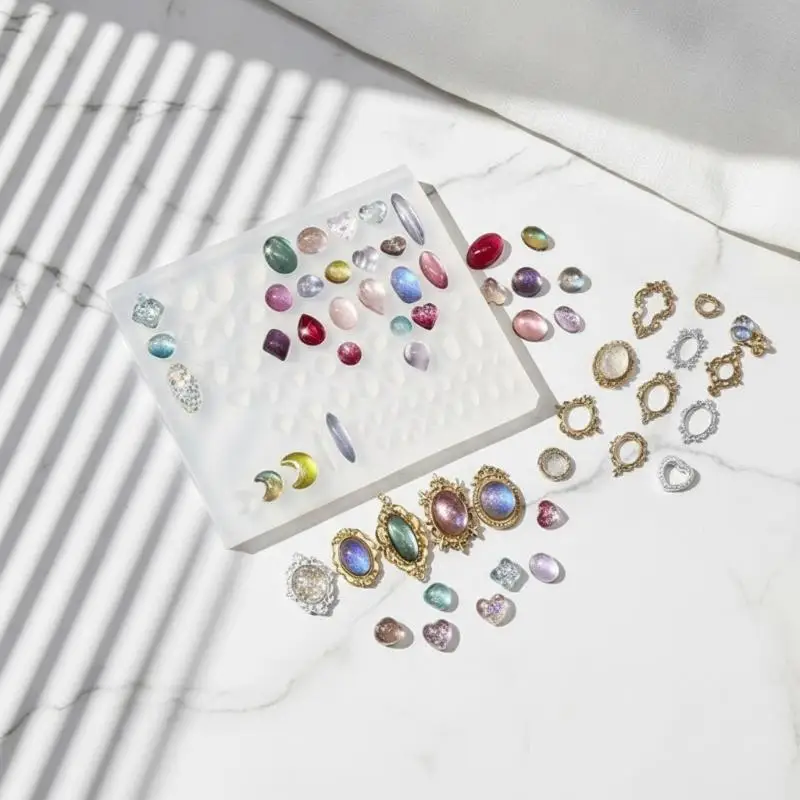 Silicone Vintage Gem Frame Molds Durable Flexible Various Styles for DIY Nail Art Jewelry Handmade Craft Gifts Making
