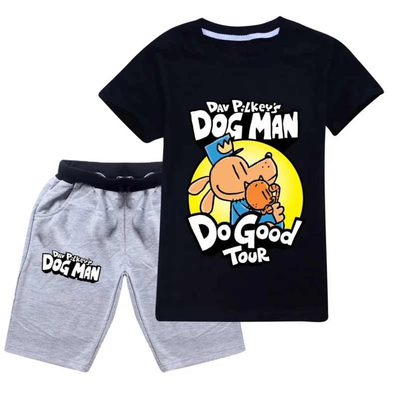 Conjunto de ropa deportiva informal para niños y niñas, camiseta y pantalones para perros, de 2 piezas chándal, Verano