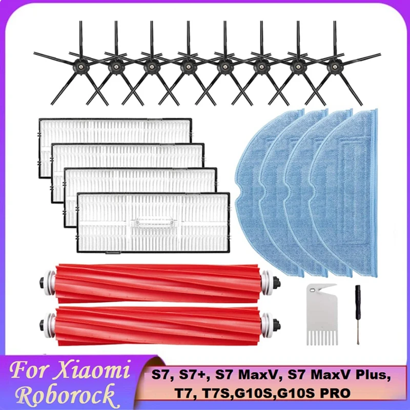 20PC S7 Spare Parts Parts Kit For Xiaomi Roborock S7, S7+, S7 Maxv, S7 Maxv Plus, T7, T7S, G10S, G10S PRO Robot Vacuum Cleaner