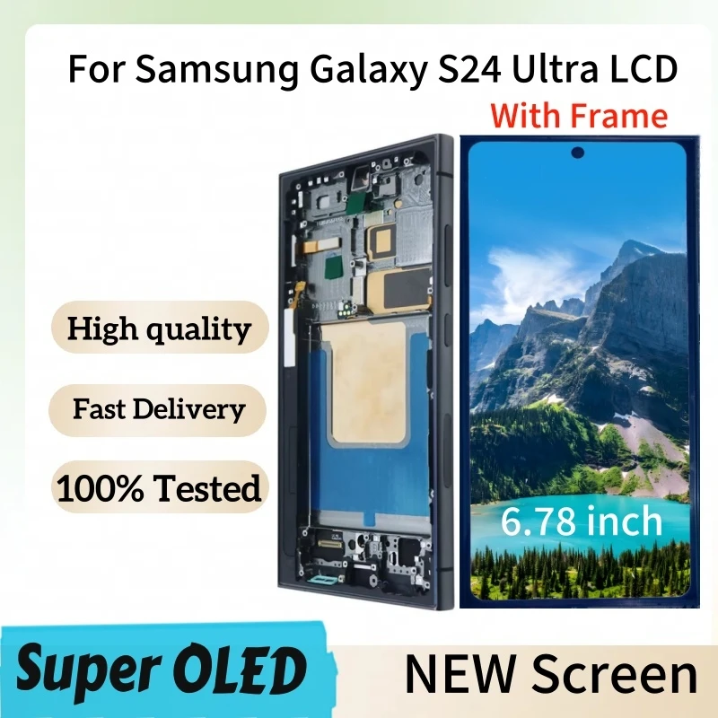 삼성 갤럭시 5G S24 울트라 SM-S928 S928B/DS S928U용 AAA 6.78인치 OLED 디스플레이 프레임 디지타이저 포함 LCD 터치스크린 교체품
