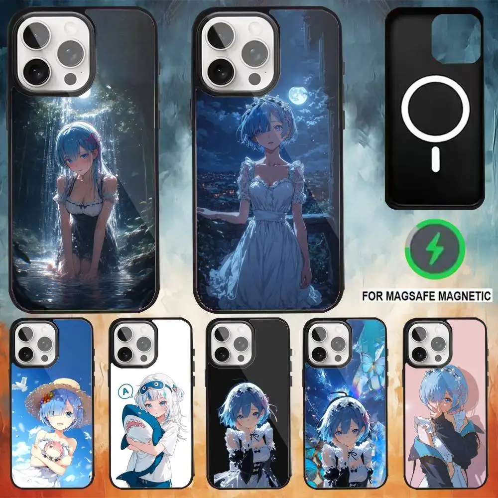 

Cartoon R-Rem Cute Phone Case For iPhone17,16,15,14,13,12,11 Plus,Pro Max Magnetic For Magsafe Wireless Charging