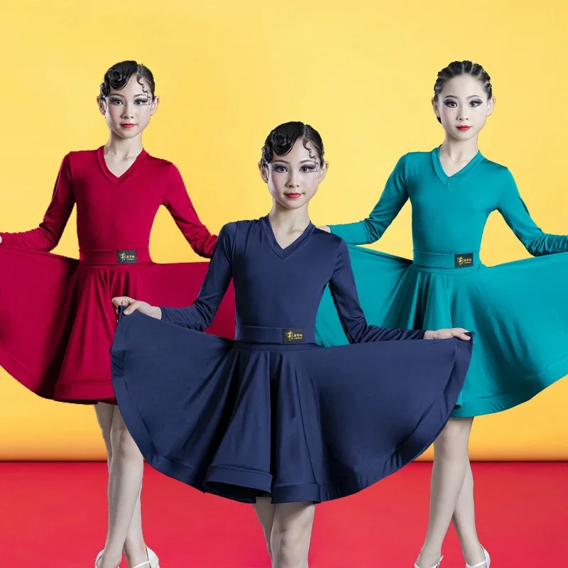 

Большое профессиональное распашное платье для латинских танцев для девочек для детей на осень, зиму и весну. Платье для латинских танцев.