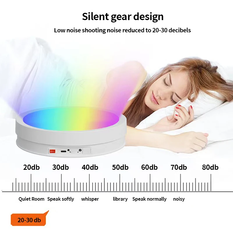 حامل عرض التصوير الفوتوغرافي الدوار المضيء ABS مع تصميم منخفض الضوضاء قابل للتعديل 360 درجة ° حامل عرض الدوران القرص الدوار الكهربائي #2