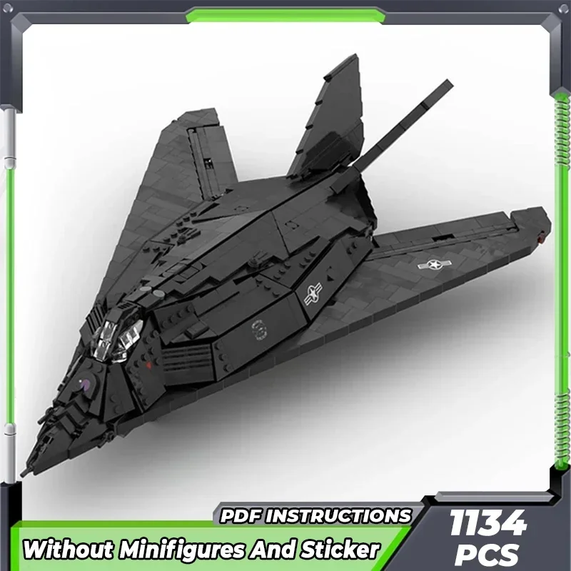 Moc Building Bricks Military Model F-117 Nighthawk Fighter Jet Technology Modular Blocks Gifts Christmas Toys DIY Sets Assembly