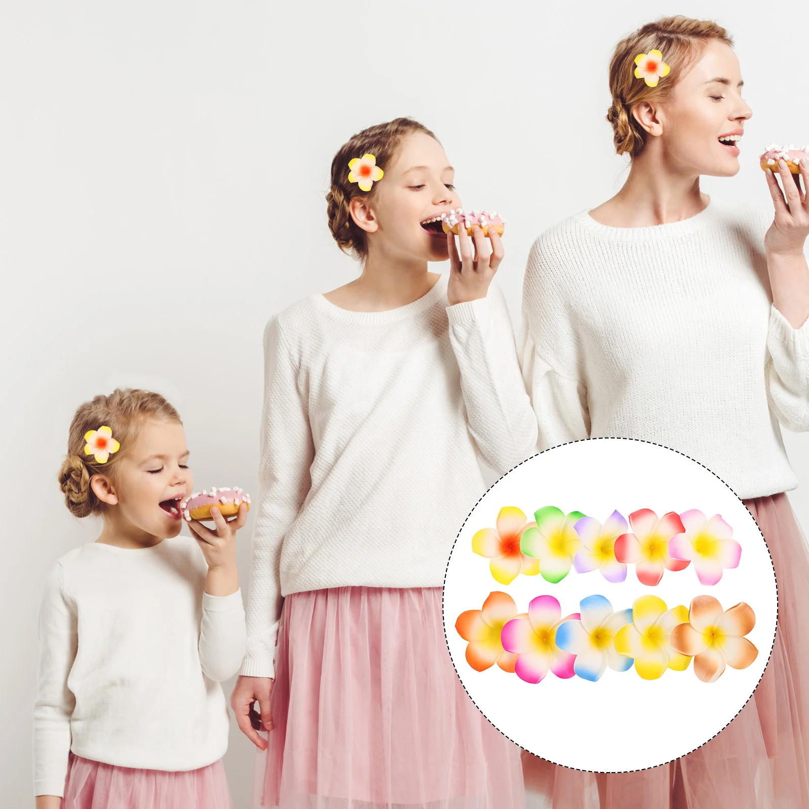 

10pcs Faux Hawaiian Flower Clips Plumeria Hairpins For Beach Party Wedding Accessories Lightweight Comfortable Daily Wear Hair