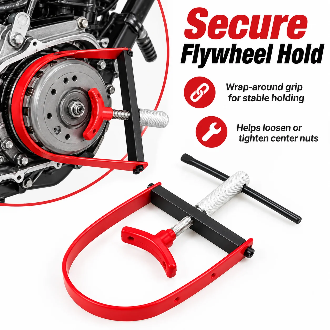 Motorcycle Clutch Flywheel Holder Tool Universal Adjustable Pulley Sprocket Holding Wrench Tightening Device for Maintenance