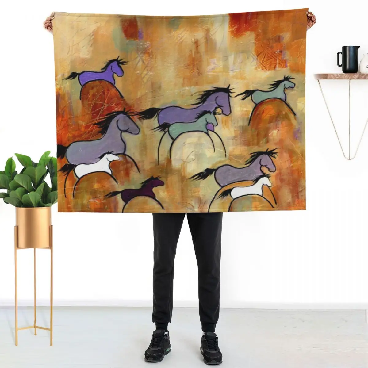 Horse Stampede Throw Blanket blankets ands heavy to sleep for babies anime warm for winter Designers Blankets