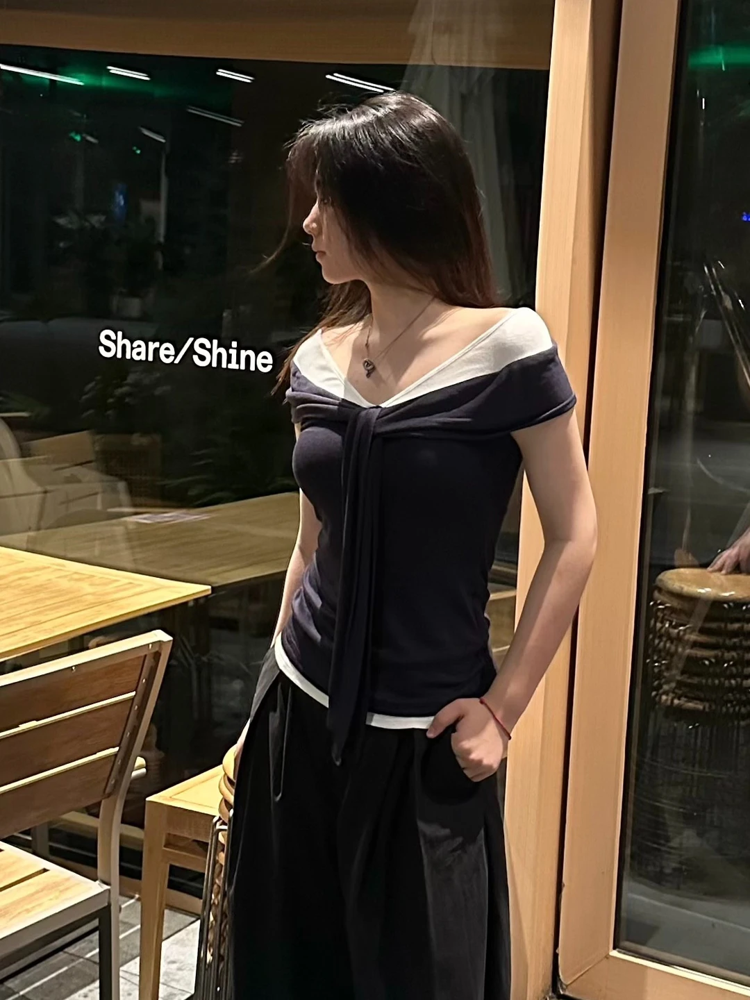 

Summer Design Sensual oulder Bared Modal T-irt Women's Faion Slim Fit Color Blo oulder Top Trendy ort Sve