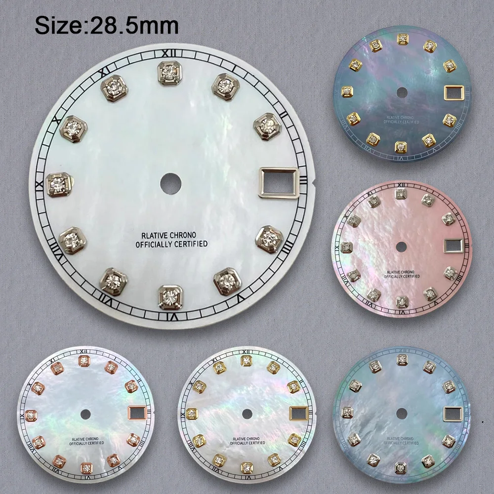 

Nh35 Dial S Logo 28.5mm Pearl Diamond Dial For NH35 NH36 Movement No Luminous Watch Modification Accessories
