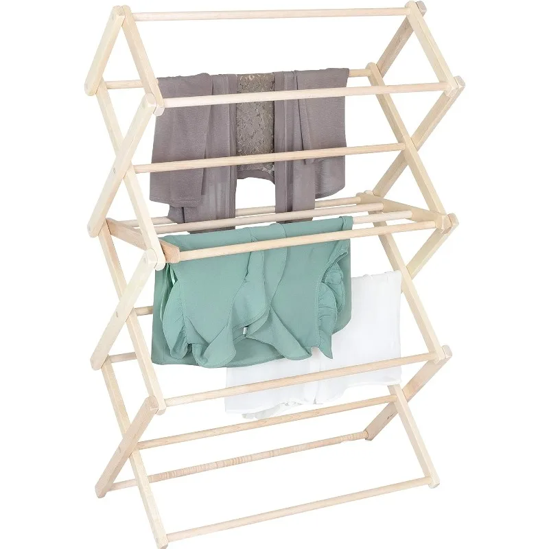 Clothes Drying Rack: Solid Maple Hard Wood Laundry Rack for Sweaters, Blouses, Lingerie & More, Durable Folding Drying Rack