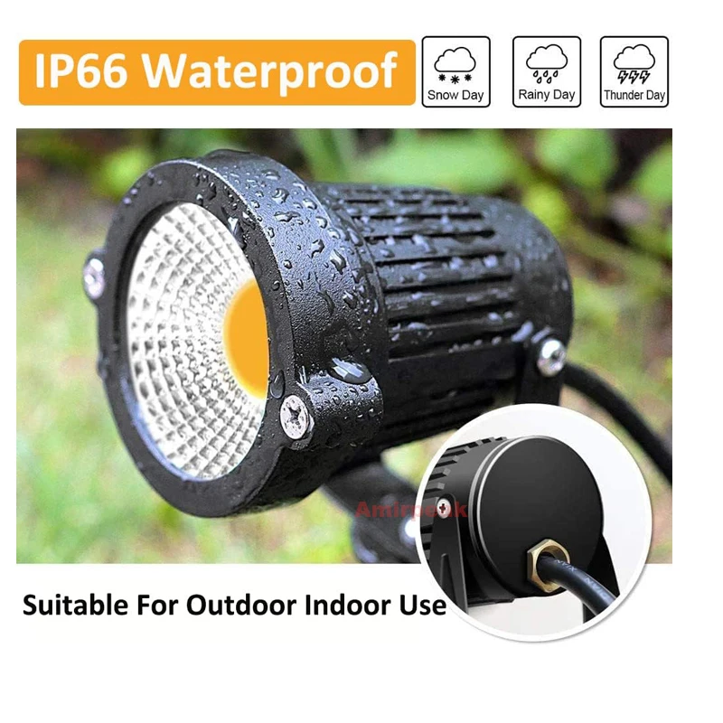 LED Landscape Lights 5W 220V /12v Outdoor Pathway Garden Yard Spotlight IP66 Waterproof Garden Flood Light Outdoor Lawn 2M Cable