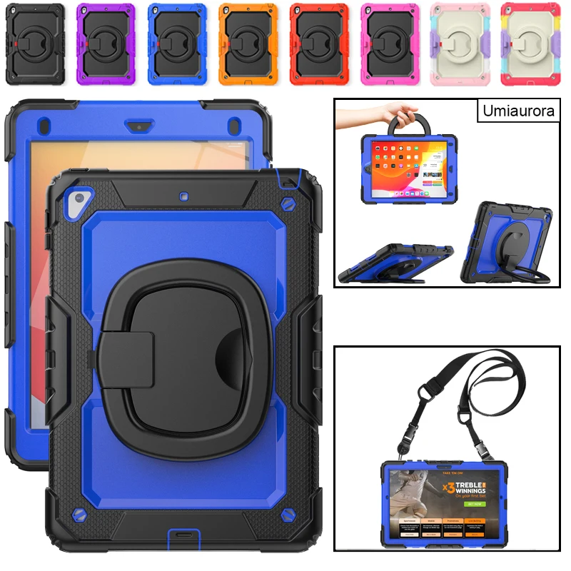 For IPad Mini 4 5 6th 9.7 7th 8th 9th 10.2 10th Gen 10.9 inch Heavy Duty Rugged Tablet Case Rotation Hand Ring Shockproof Shell