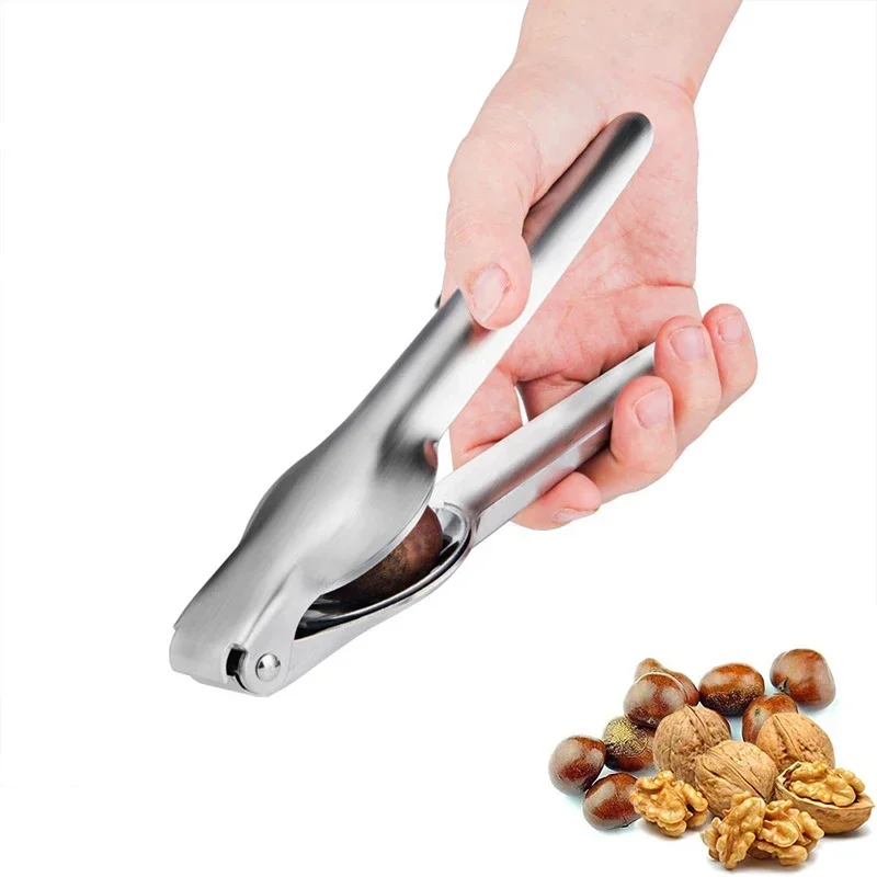 2 in 1 Edelstahl schnelle Kastanien clip Küchengeräte Walnuss zange Metall mutter Cracker Sheller Nuss öffner Küchen helfer