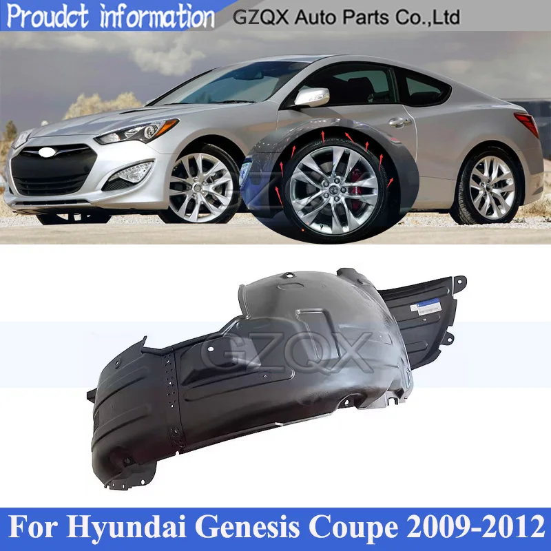 CAPQX Vorderer Kotflügel mit Innenverkleidung für Hyundai Genesis Coupe 2009-2012 Kotflügelverkleidung Innenkotflügel 86822-2M000 86812-2M000