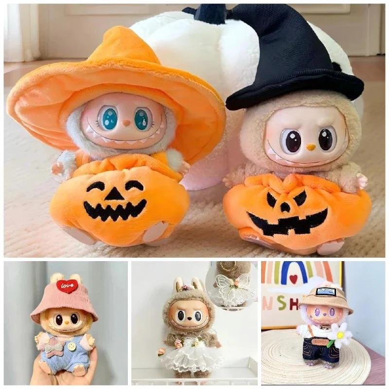 

for 17cm Doll's Clothes Outfit Accessories for Korea Kpop Labubu Dolls Sit Party Overalls Clothing Gift （Only clothes）