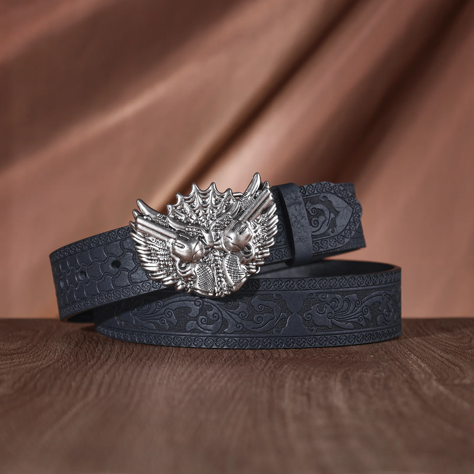 dragon-head-embossed-pattern-leather-pu-belt-classical-oriental-emboss-art-rust-resistant-alloy-buckle-supple-lasting-texture