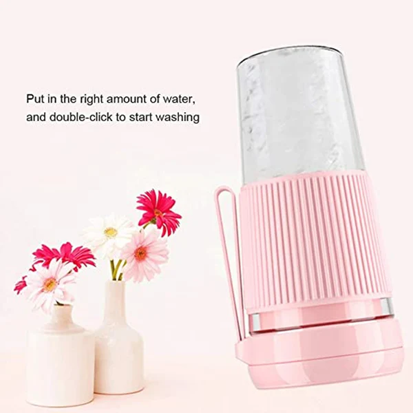 عصارة محمولة لاسلكية صغيرة USB عصارة كهربائية منزلية خلاط عصائر وردي-لايت