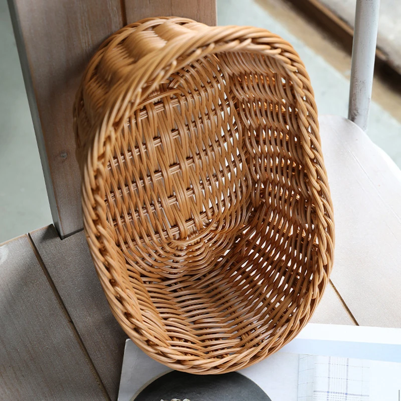 Imitation Rattan Yuanbao-Shaped Fruit Plate Creative Household Storage Baskets Picnic Snacks Sundry Baskets Dried Fruit Tray