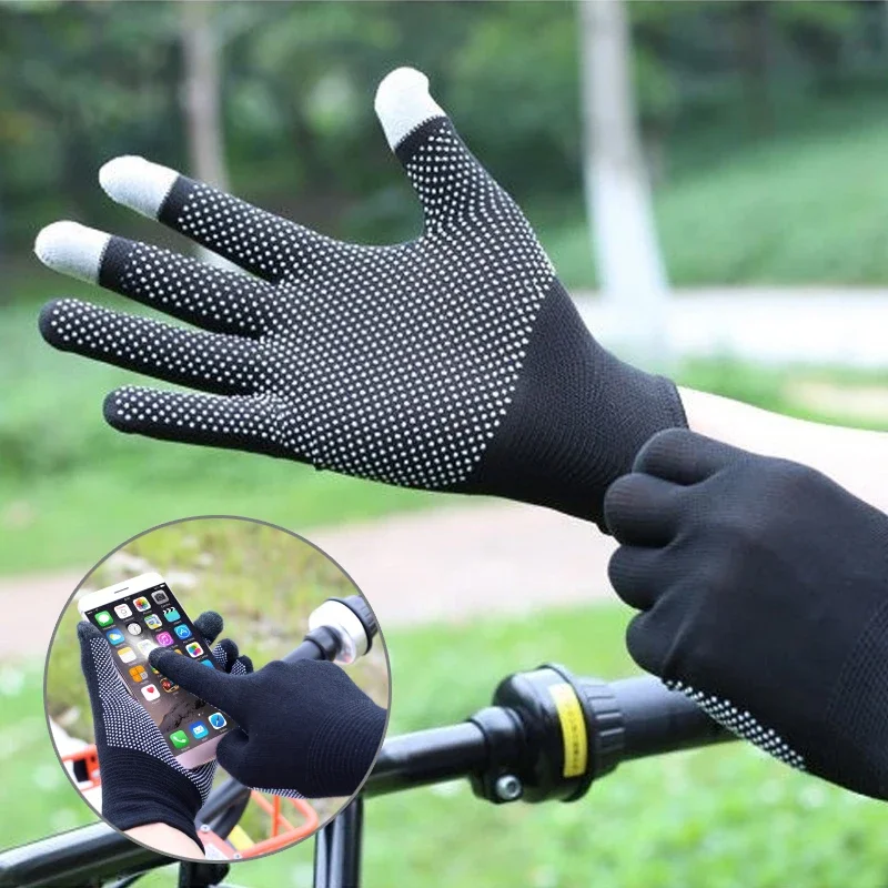 Ice Silk Light Gloves Thin Men\'s Women Sports Cycling Running Fitness Driving Outdoors Fishing Women Non-Slip Touchscreen Gloves