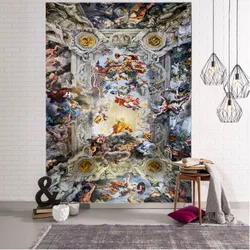 Church mural printed tapestry European style retro wall hanging living room wall decoration home decoration background cloth