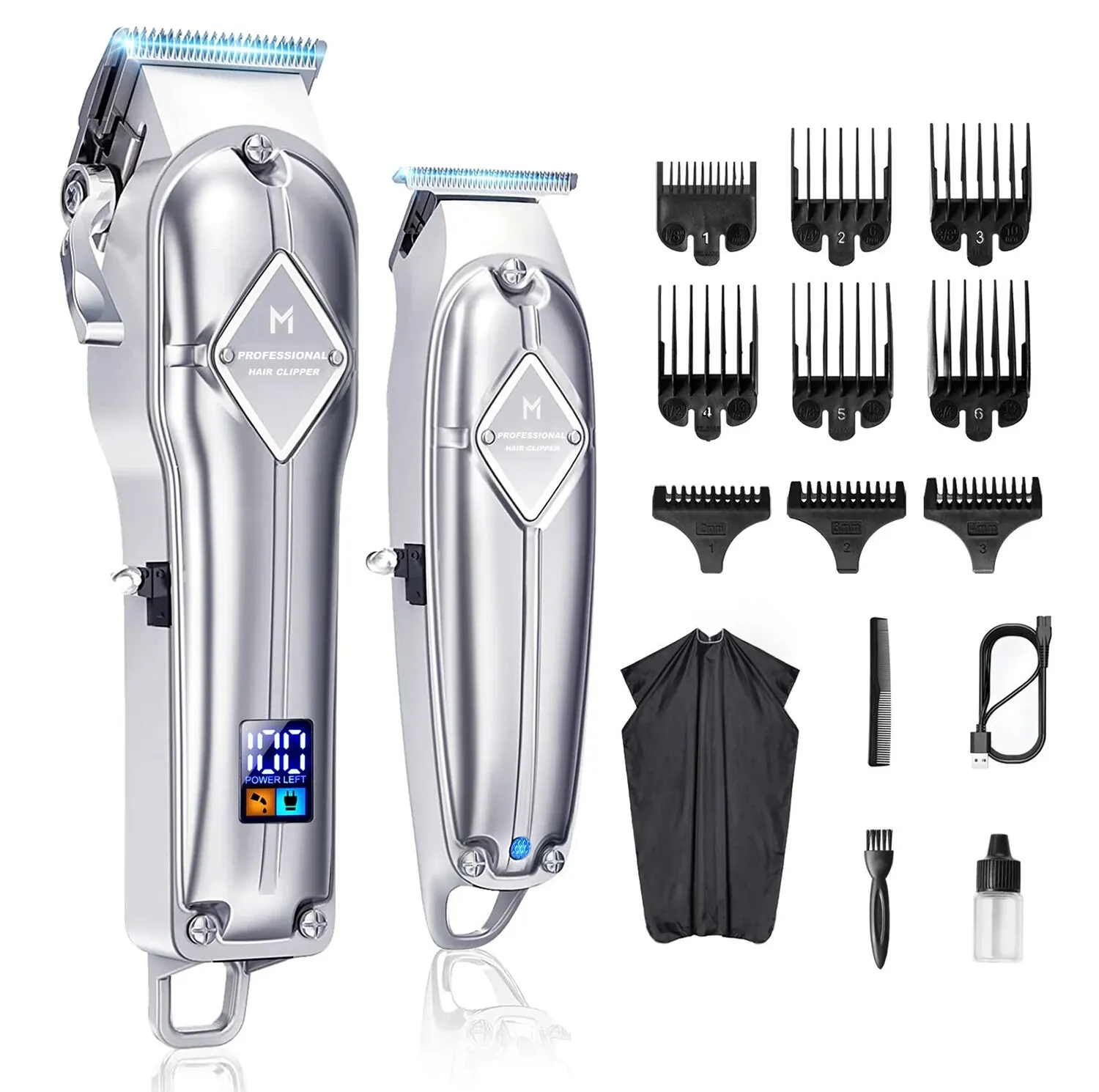 Limural Electric Hair Clippers for Men Professional Cordless Barber Clippers Rechargeable Beard Trimmer LED Display Metal Case