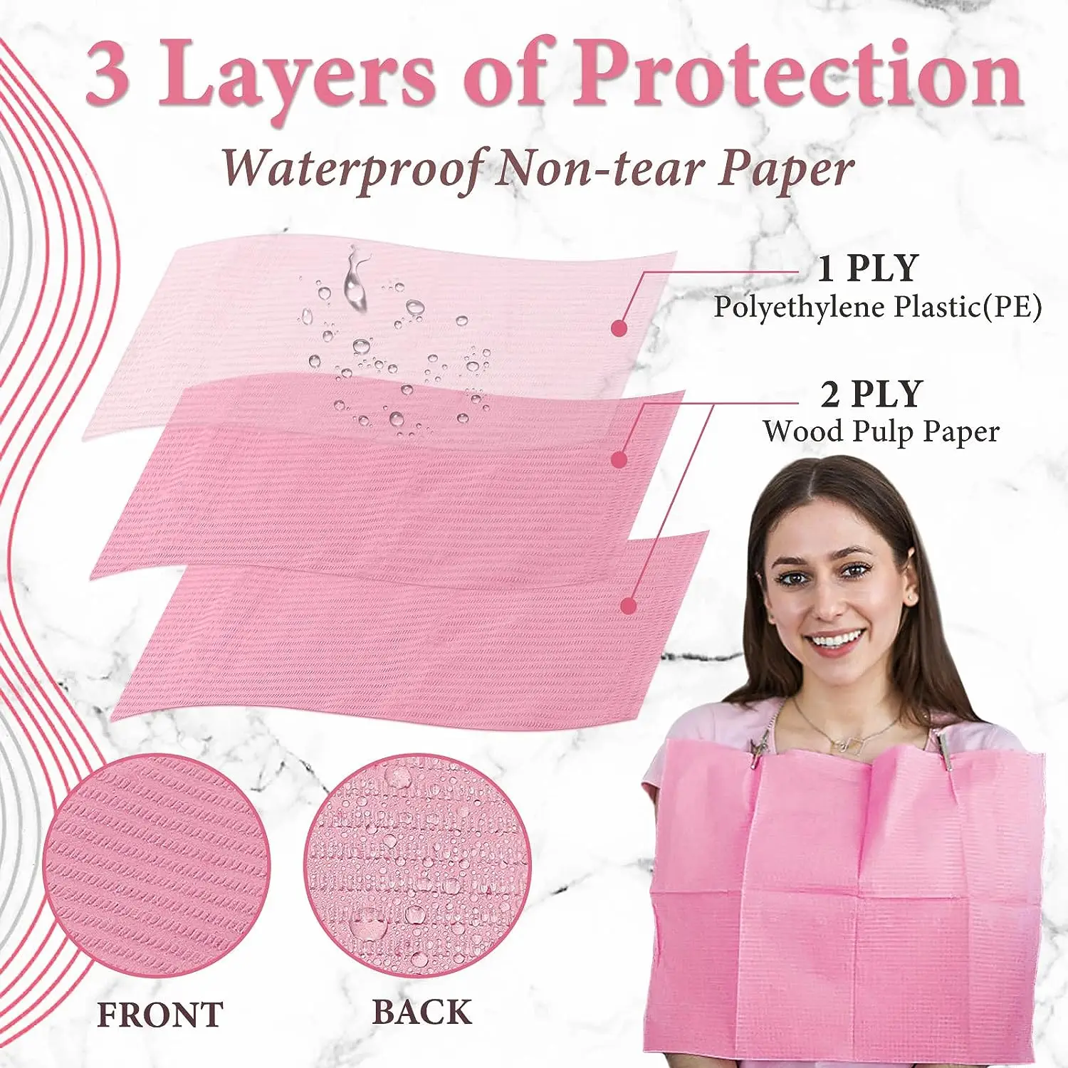 20pcs Pink Waterproof Nail Tips Art Table Towels Mat Paper Disposable Foldable Nails Waterproof Pad For Salon Practice Manicure