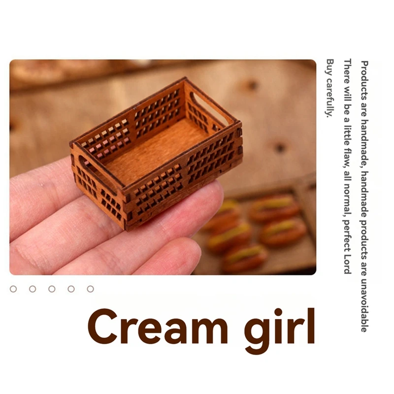 Plaything Miniature Wooden Bread Rack Cake Shelf Storage Box Decor Accessories White