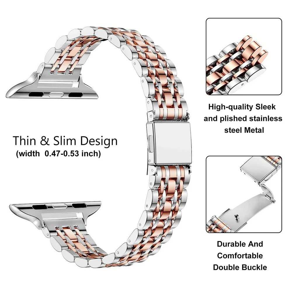 Slim Bracelet For Apple Watch 10 46mm Strap Women Watchband For Iwatch 10 9 Ultra 49mm 38/40mm Stainless Steel Band Lady Correa