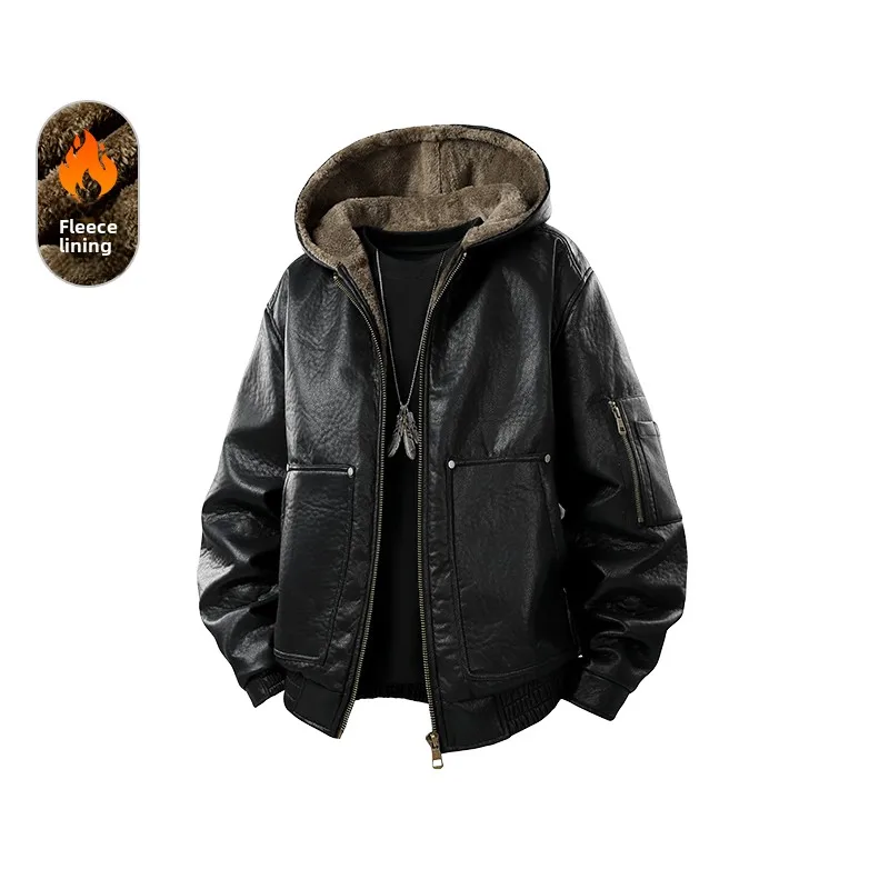 

Новая мужская утепленная куртка на плюшевой подкладке, универсальная, повседневная, свободного кроя, с капюшоном, на весну-зиму 2026 года