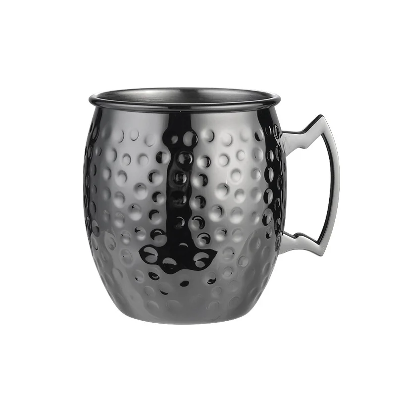 Wine Cup Moscow Mule Cup 304 Stainless Steel Hammer Point Polished Copper Plated Black Cocktail Cup Whiskey Glass Beer Stein