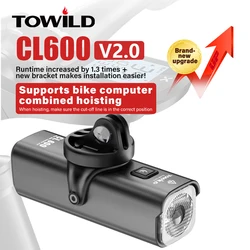 TOWILD CL600S Bike Light Front Lamp 600 lumens USB Rechargeable LED 2600mAh Bicycle Light IPX6 Waterproof MTB Bicycle headlights