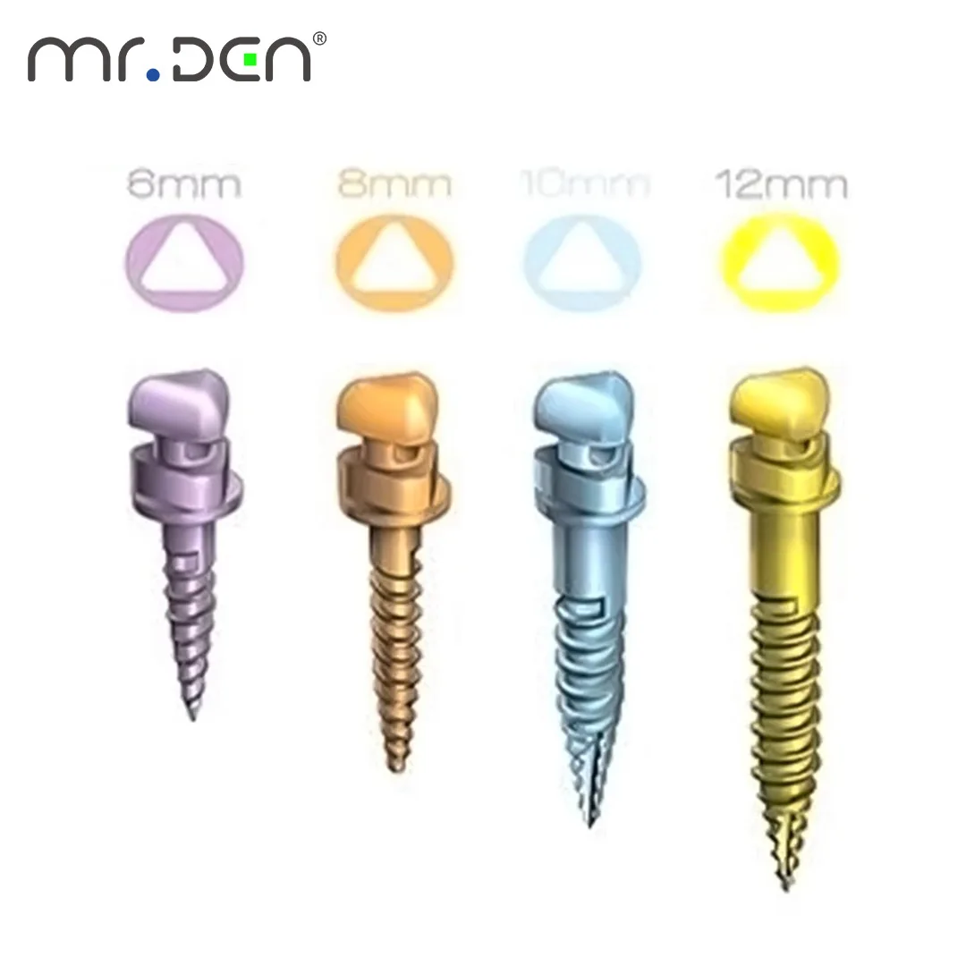 MR DEN Dental Temporary Anchorage System Mini Micro Screws Kits Implants Orthodontic TAD Handle Driver Triangle Screws Fits
