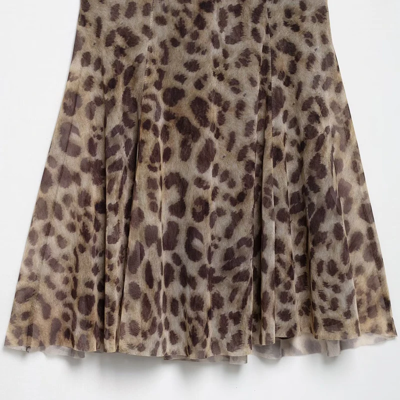 Vestido Mini de Tul con Estampado de Leopardo para Mujer 2025, Escote en la Espalda, Corto para Fiesta 6