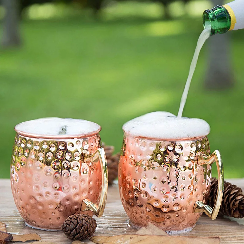 530ml Moscow Mule Mug Beer Wine Goblets Food Grade Stainless Steel Shatterproof Drinkware Copper Mugs Beer Wine Cup Bar Tools