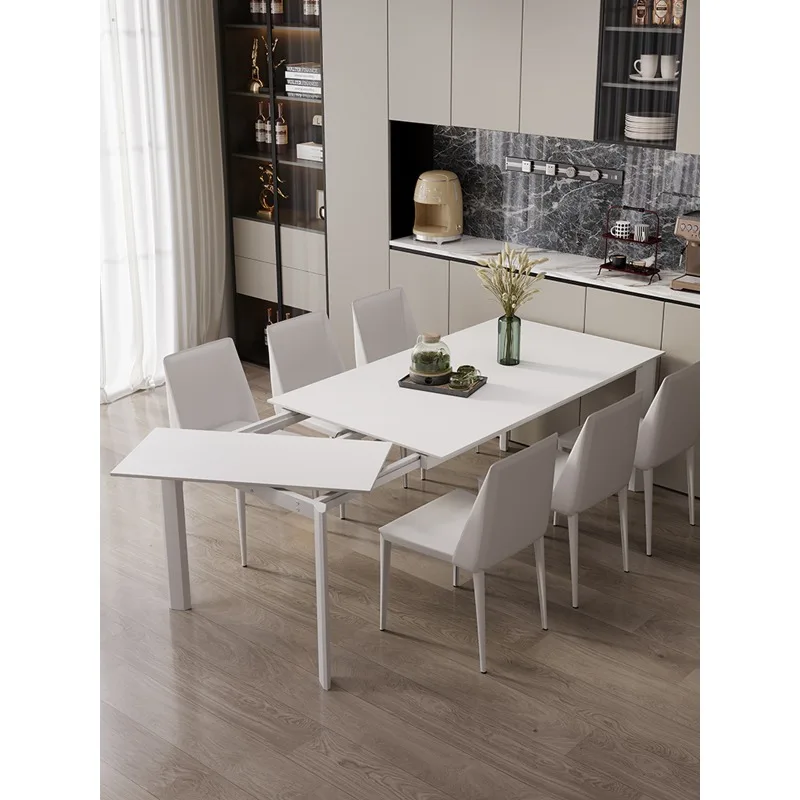 

Unilateral stretch dining table, small household dining table retractable dining table and chairs