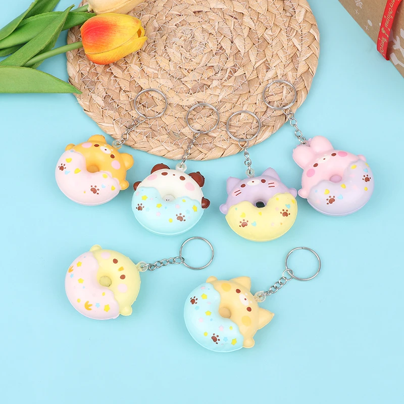 1PC 5.5*6.5cm Cute Donut Vent Pendant PU Slow Rebound Animal Decompression Vent Toy Sponge Pendant Keychain Stress Reliever Toys